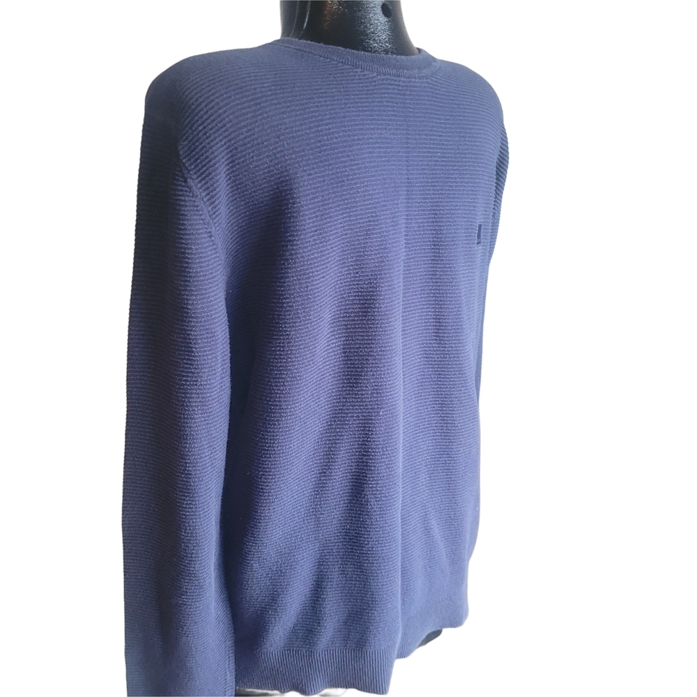 Bench Mens Navy Ribbed Knit Crewneck Sweater Size M - Picture 3 of 5